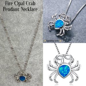 3-$10 Nautical Tiny Fire Opal Sand Crab Pendant Necklace